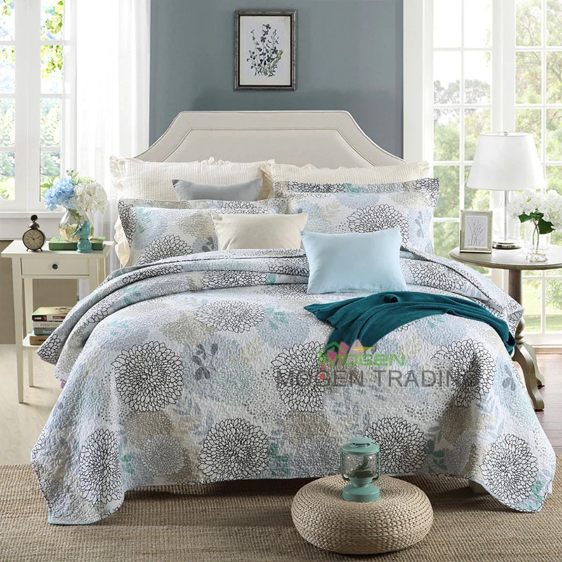 

CHAUSUB Print Bedspread on the Bed Cotton Quilt Set 3PCS Blanket for Bed Covers Pillowcase Queen Size Summer Coverlet