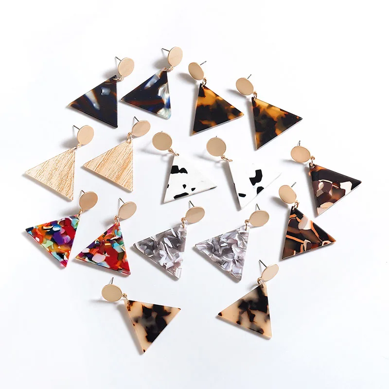 

2021 New Fashion Jewelry Leopard Earrings Tortoiseshell Brincos Geometry Earrings for Women Acrylic Triangle Earring Wholesale