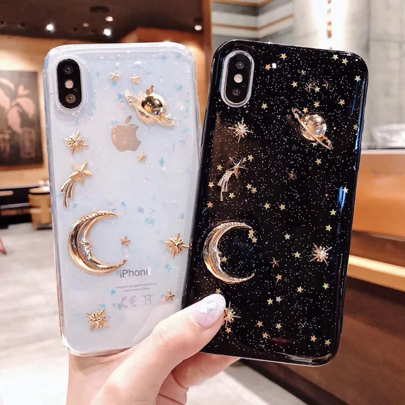 Роскошный симпатичный блестящий чехол для телефона iPhone 11 Pro X XR XS Max мягкий из ТПУ с