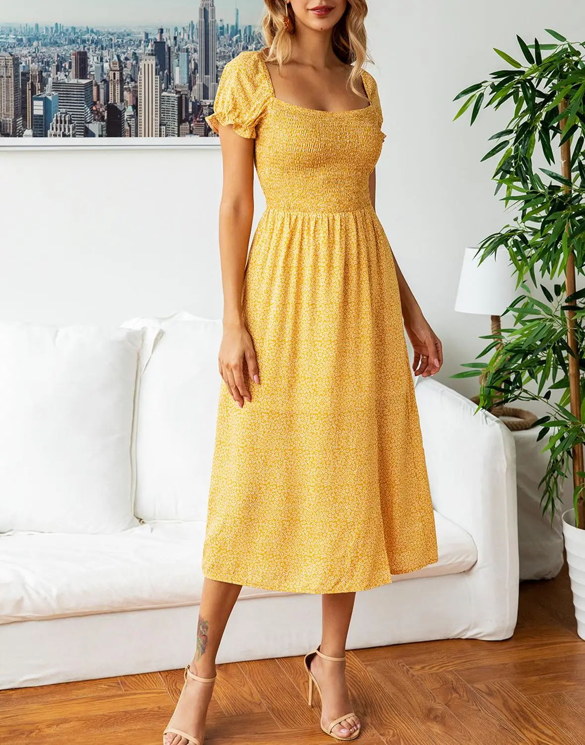 Женское летнее платье с принтом длинное сексуальное коротким рукавом