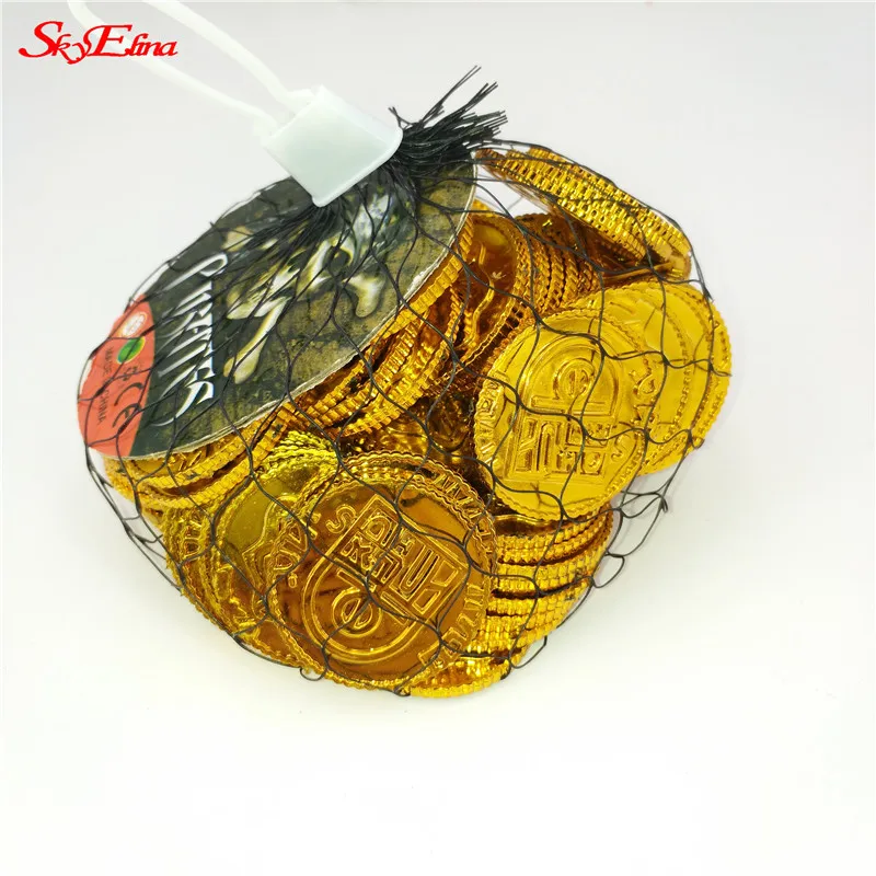 50/100pcs Pirates Gold Coins Bargaining Chip Plastic Game Coin For Kid Party Supplies Treasure Christmas Decoration Toy 7Z | Дом и сад