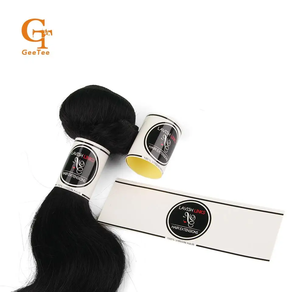 Пользовательский логотип натуральные человеческие волосы пучки упаковка