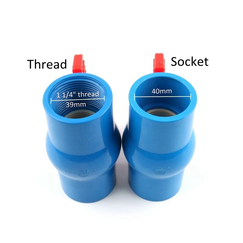 1pc PVC 1 1/2&quot x Thread 50mm to Ball Valve Slip Shut Handle Water Pipe Fittings Plumbing Tube Connector | Дом и сад