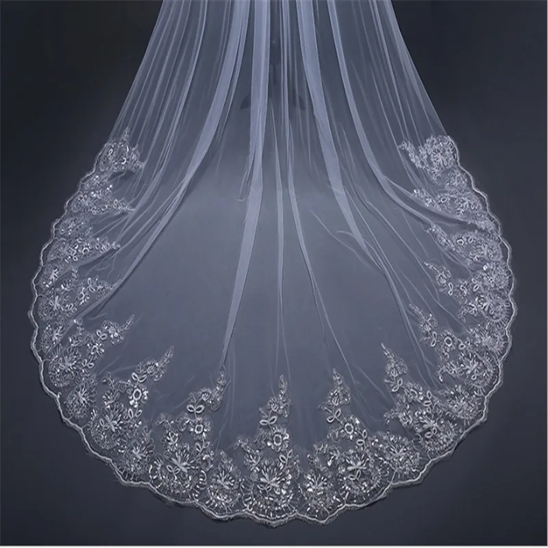 3 /4Meter White Ivory Cathedral Wedding Veils Long Lace Edge Bridal Veil with Comb Accessories Diy | Дом и сад