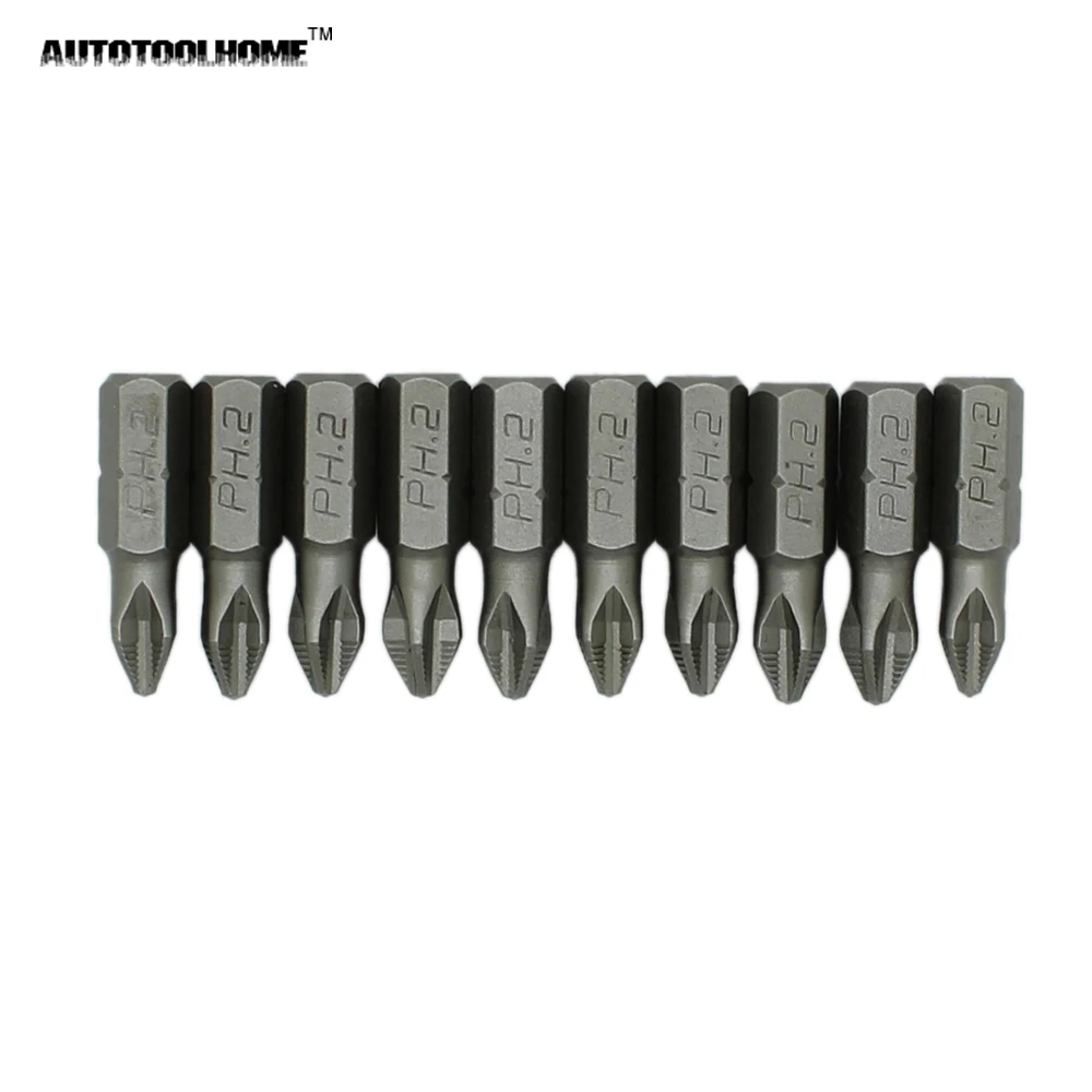 AUTOTOOLHOME 10 шт. 25 мм электрическая отвертка Набор бит PH1 PH2 PH3 PZ1 PZ2 PZ3 шестигранный, магнитный Противоскользящий крестовый набор отверток
