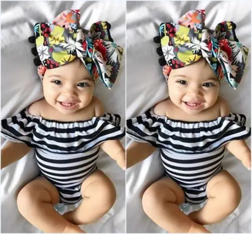 Летний комбинезон в полоску с открытыми плечами для новорожденных мягкая и