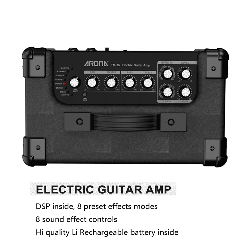 Усилитель для электрогитары AROMA TM-15 15 Вт портативный усилитель с интерфейсом