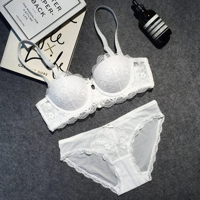Комплект женского кружевного нижнего белья с чашкой пуш ап 3/4|bra and panty|bra panty setred bra |