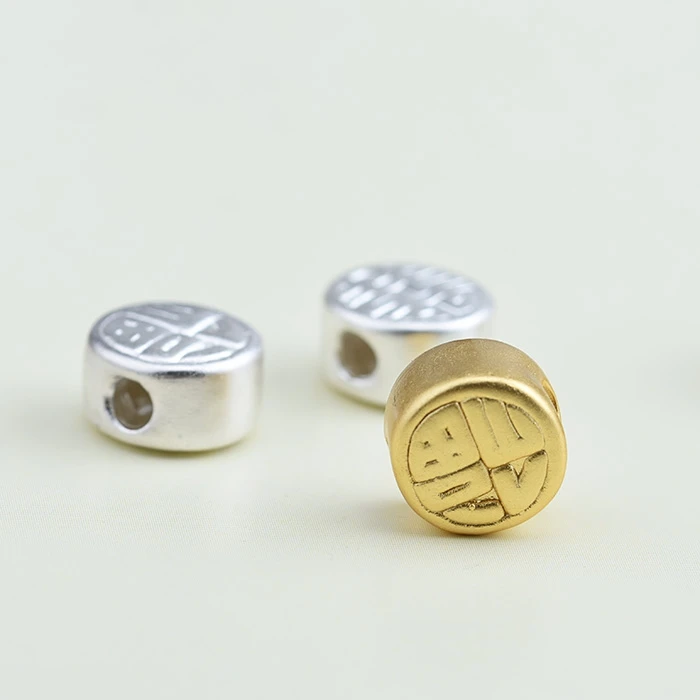 3D 100% 999 серебряные бусины чистое серебро хорошие Luok Lucky Symbol DIY ювелирные