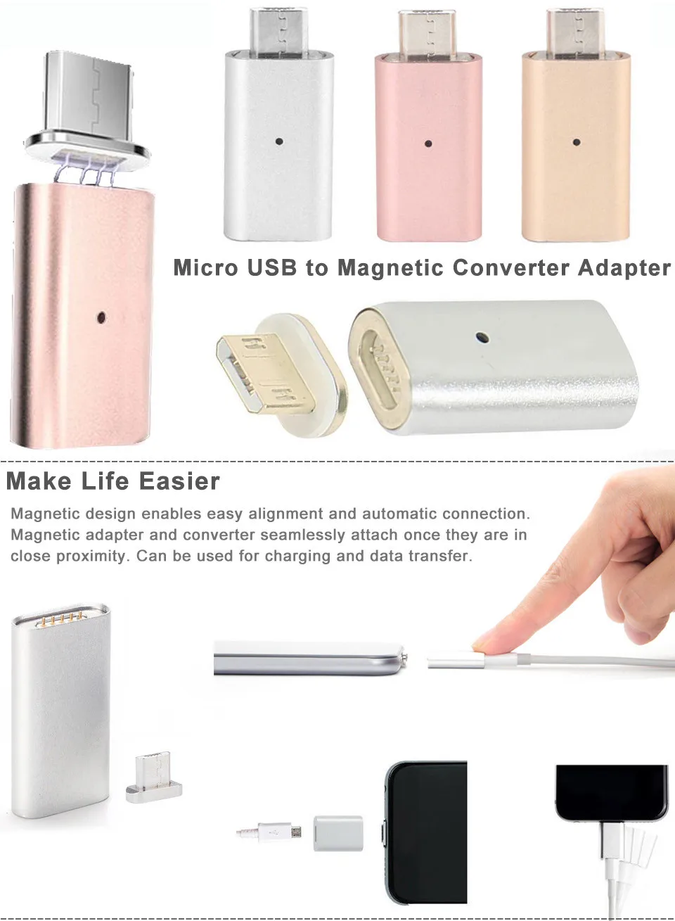 Vovotrade горячий Micro USB Магнитный адаптер зарядное устройство кабель металлический