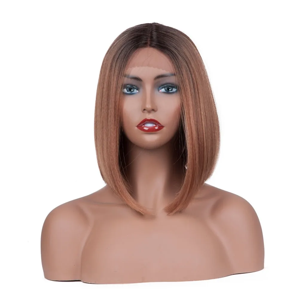 Прямые синтетические волосы на кружеве боб парик 1" парики для черных женщин 8 цветов Омбре волос выбор косплей парик