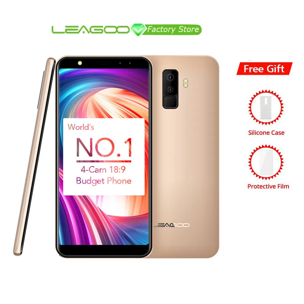 Leagoo M9 18:9 полный экран четыре камеры Android 7,0 MT6580A 5," четырехъядерный 2 Гб ОЗУ 16 Гб ПЗУ 8,0 МП отпечаток пальца 3g WCDMA мобильный телефон