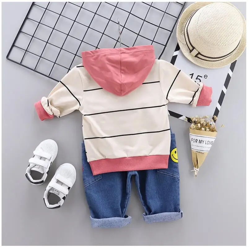 2019 Autumn Baby Girls Boys Clothing Sets Infant Toddler Clothes Suits Striped Hooded Coat Pants Kids Children Costume | Детская одежда