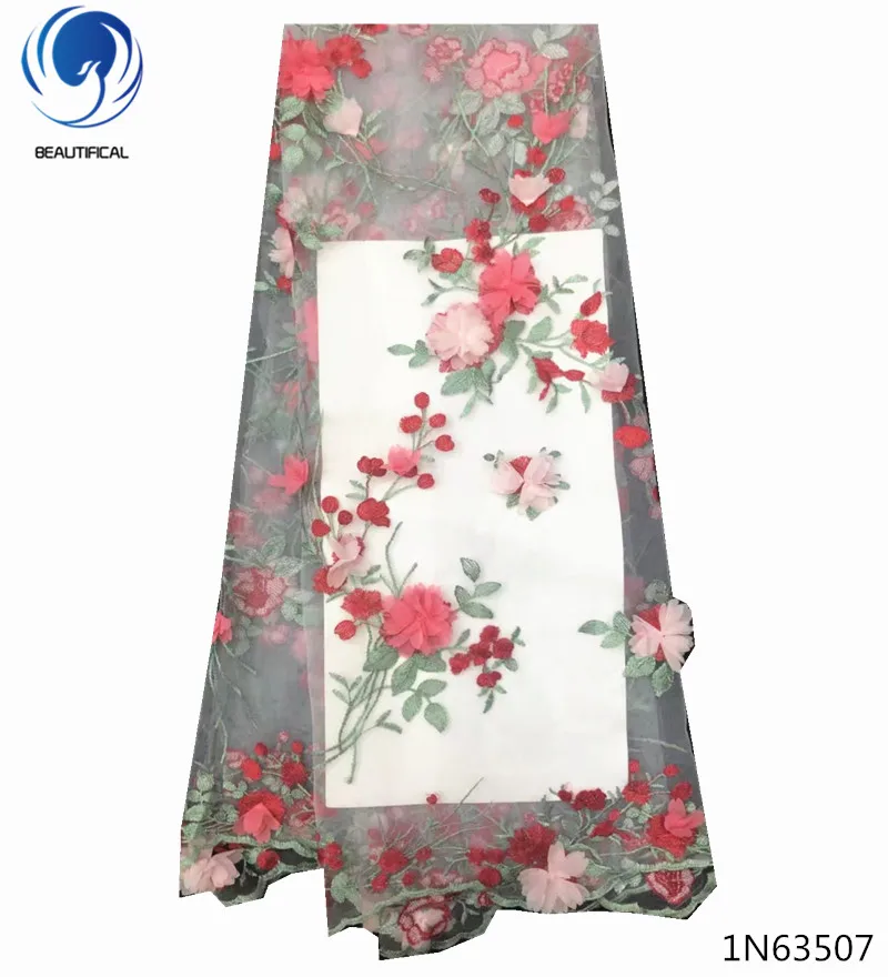 Beautifical 3d lace flower aplique high quality fabric 2018 purple 5yards/piece for wedding dresses 1N635 | Дом и сад