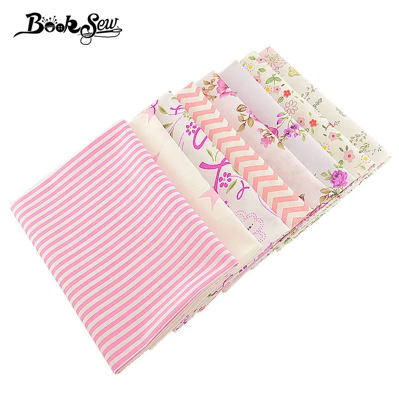 Хлопковая саржа Booksew для скрапбукинга Лоскутная серия розового цвета 8 шт./лот 40x50