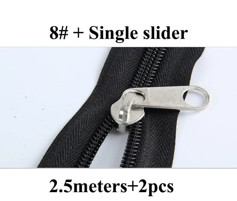 No8 zipper 2pc slide Meetee 8#10#2,5 метров нейлоновая катушка на молнии Двойные боковые ползунки открытый конец для рюкзака рыболовные сумки Палатка Швейные аксессуары ZA209 - Цвет: No8 zipper 2pc slide