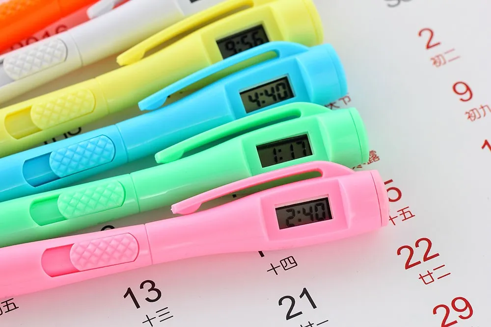 5 шт. в партии многофункциональная шариковая ручка с часами времени для детей