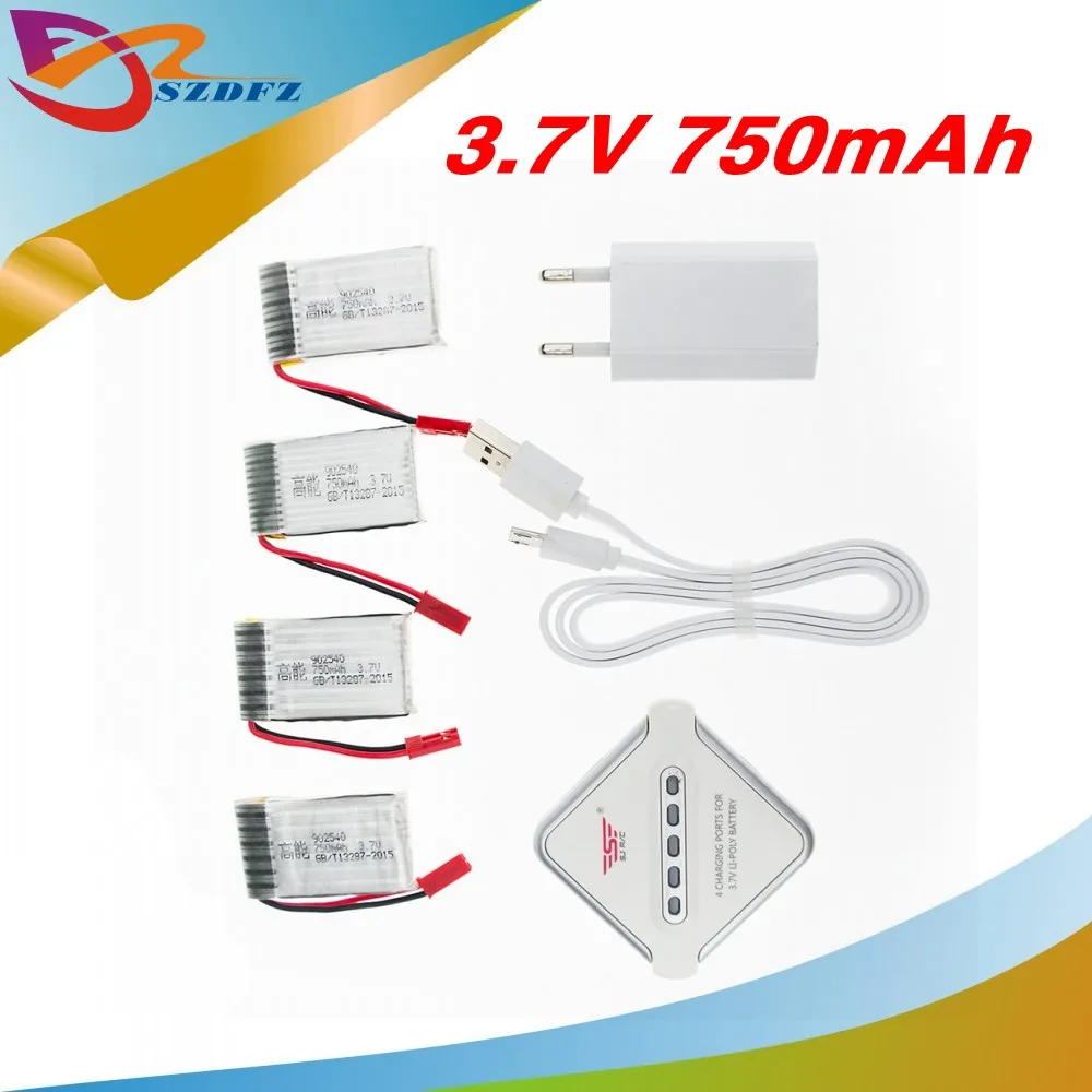 Lipo MJX X400 3.7 В 750 мАч батареи 4 шт. и зарядное устройство с вилкой для X800 X300C RC