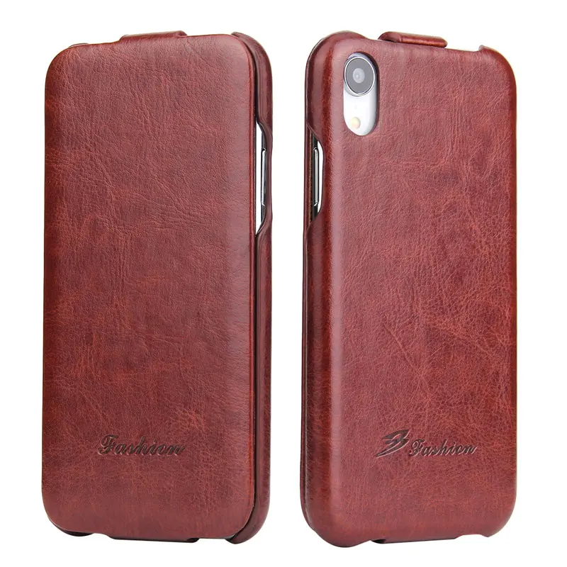 brown Вертикальный кожаный чехол-книжка чехол для Apple iphone X XS XR XS Max мобильный телефон Fundas Coque для iphone XS Max XR XS 10 шт - Цвет: brown