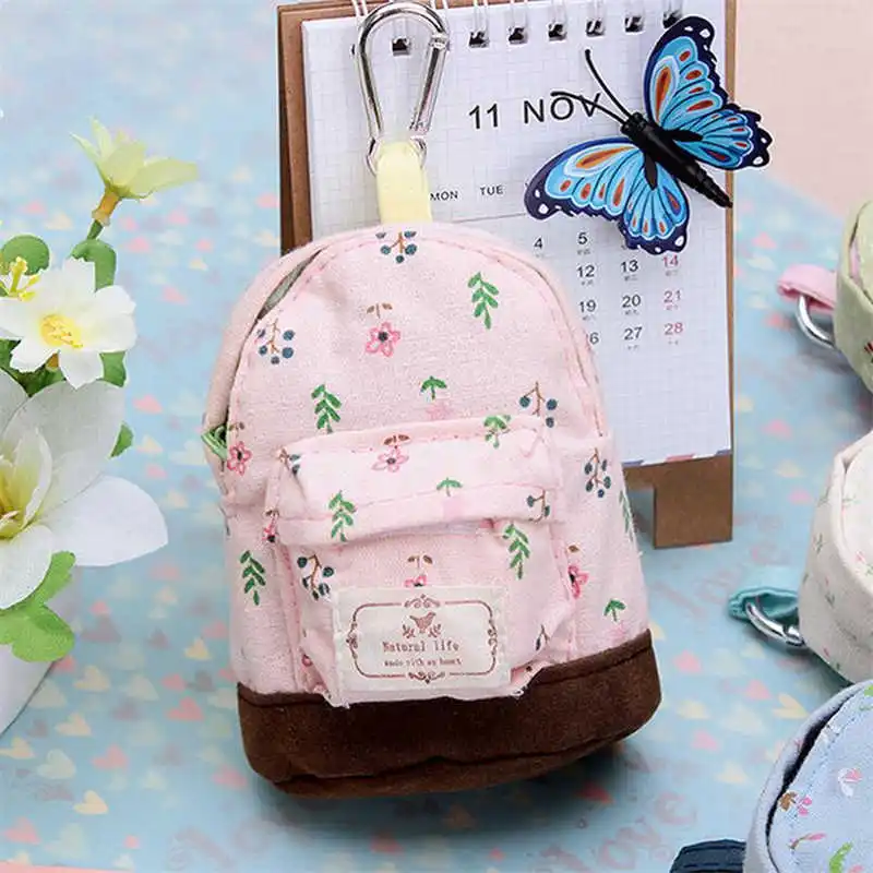 Pink Милый мини льняной брелок на рюкзак маленькая сумка дизайн брелоки свежий цвет портмоне для женщин сумка Подвеска детская игрушка - Цвет: Pink