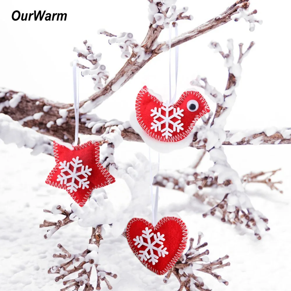 OurWarm 3 шт подарок на Новый год рождественский Кулон Смешанные формы войлока