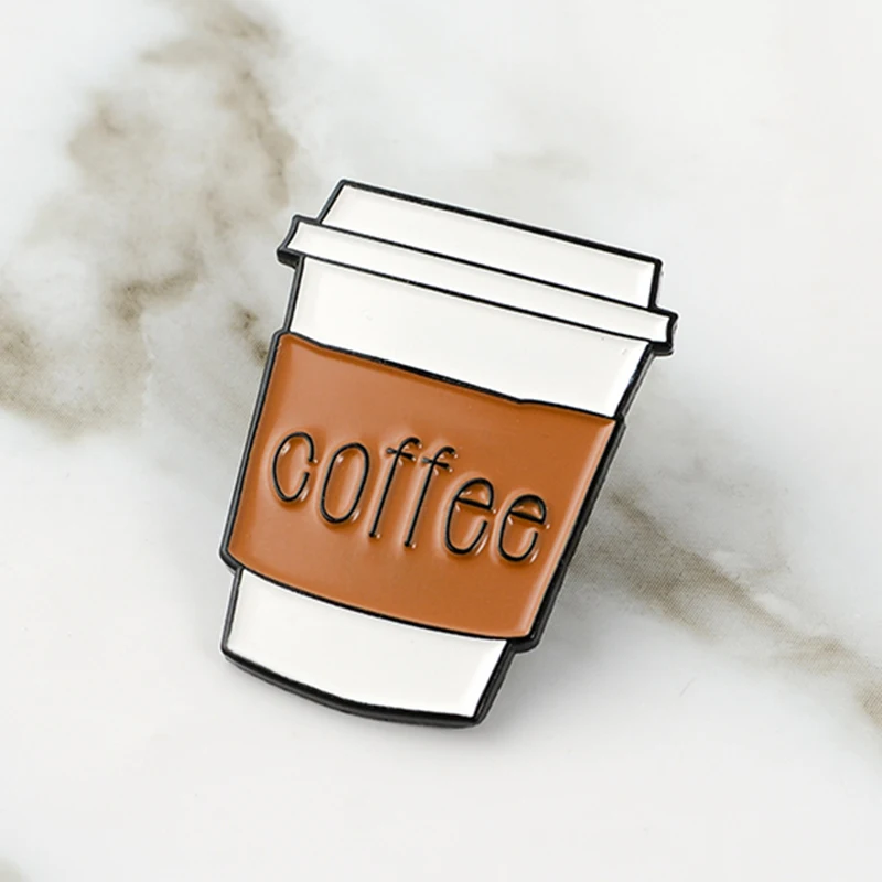 

Cartoon Coffee Milky Tea Dixie Cup pins To go coffee travel mug Brooches Badges Lapel pins Gifts for coffee lover Men Women