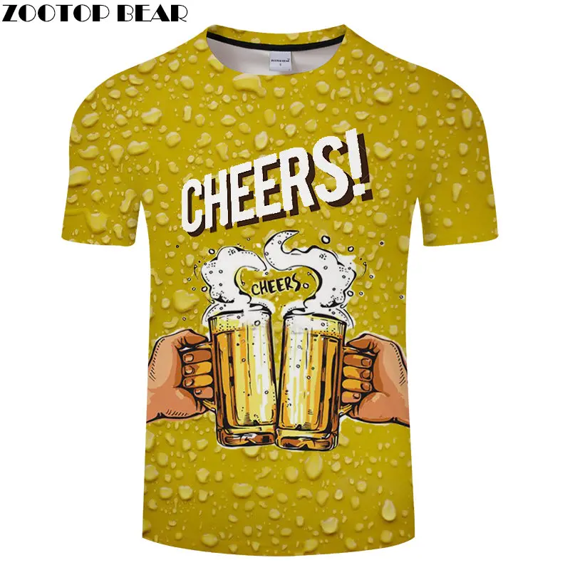 Green Cheers Beer 3D футболка для путешествий Мужская Летняя Забавные футболки с коротким