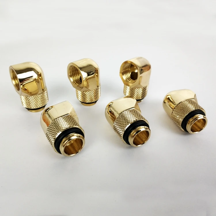 6 шт./лот G1/4 ''90 поворотный Компрессионный фитинг 90 градусов поворотный фитинг адаптеры охлаждения воды металлический разъем
