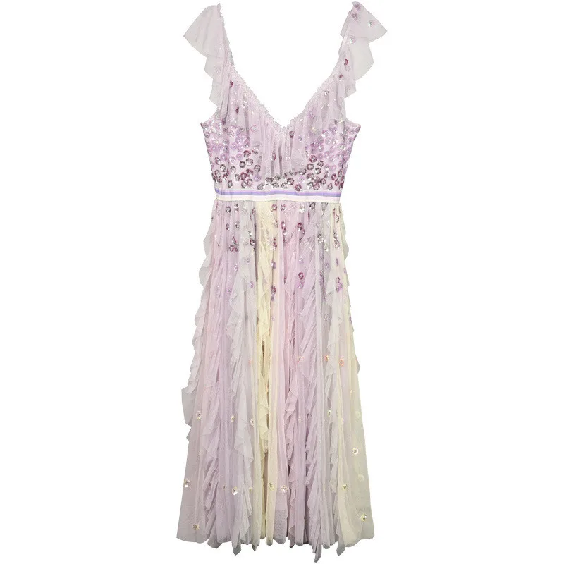 2019 Boho роскошное подиумное Радужное Полосатое миди платье на бретелях женское