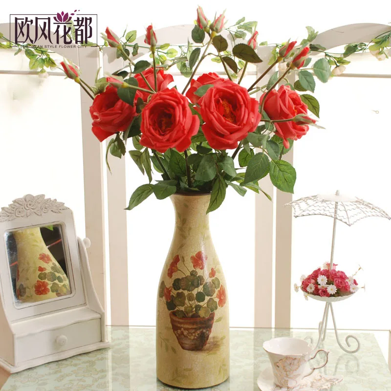 

High quality silk flower simulation Pu Rose Art dining room Home Furnishing jewelry flowers flower decoration decoration