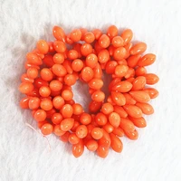 beautiful natural reddish orange coral 510mm newly horizontal hole waterdrop teardrop loose beads diy jewelry 15inch b659