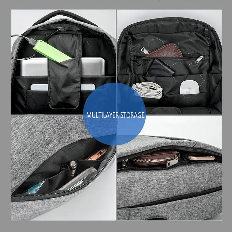 Многофункциональный мужской рюкзак YINUO с USB-зарядкой для ноутбука 14 дюймов 15
