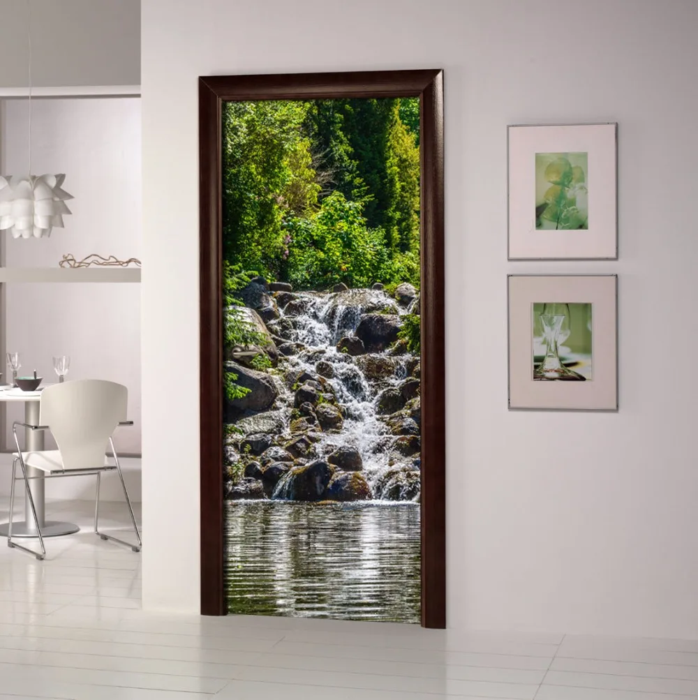 DIY 3D стены Стикеры росписи Спальня Домашний декор плакат ПВХ лесной водопад