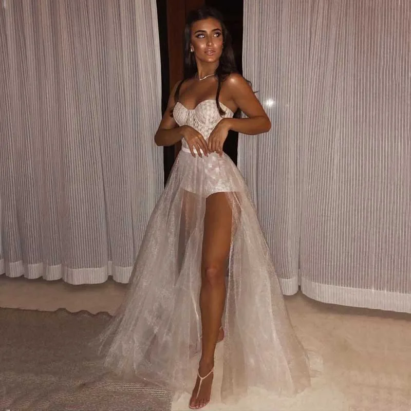 Оптовая продажа 2019 Новое Женское платье белое без бретелек сетка перспективная
