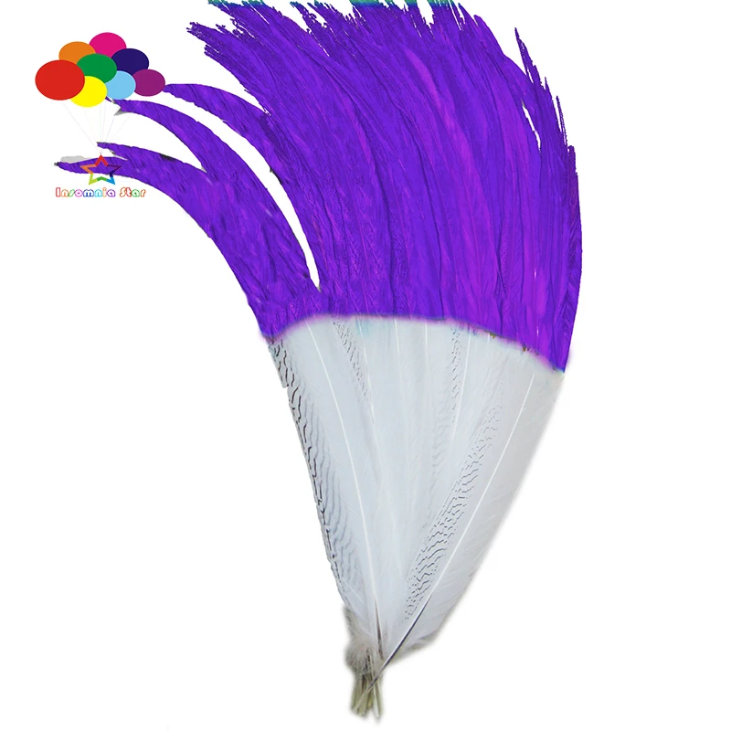 

50pcs 100% natural silver pheasant feather dyed purple tail 16-32inch/40-80cm for Diy carnival costume mask headdress crafts