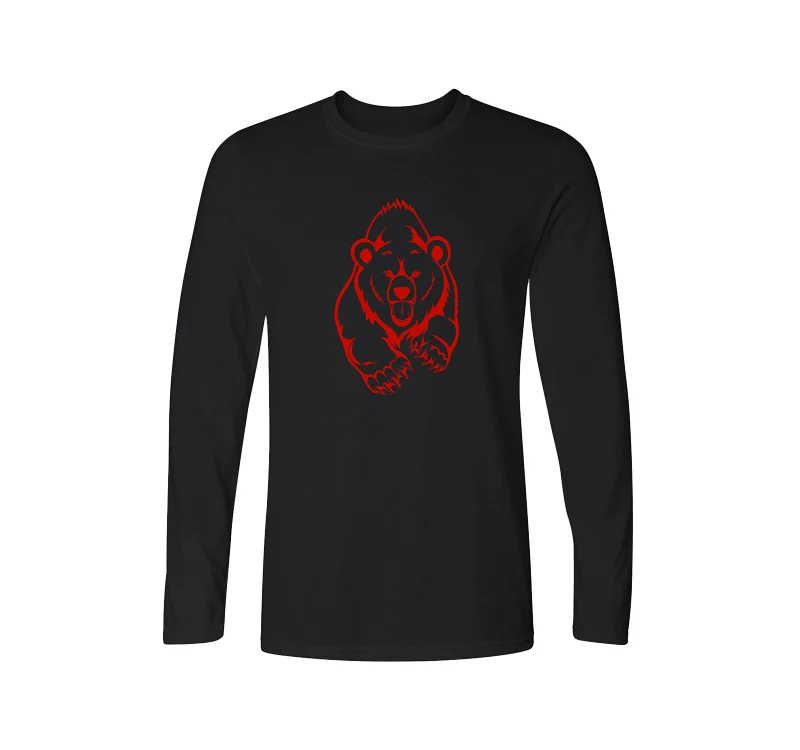 Футболка мужская с длинным рукавом хлопок принт бурый медведь гризли