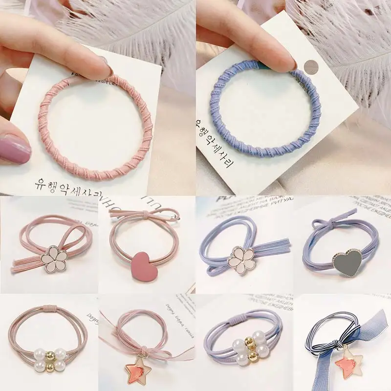 Новое поступление 2019 розовая резинка для волос с надписью синей кисточкой