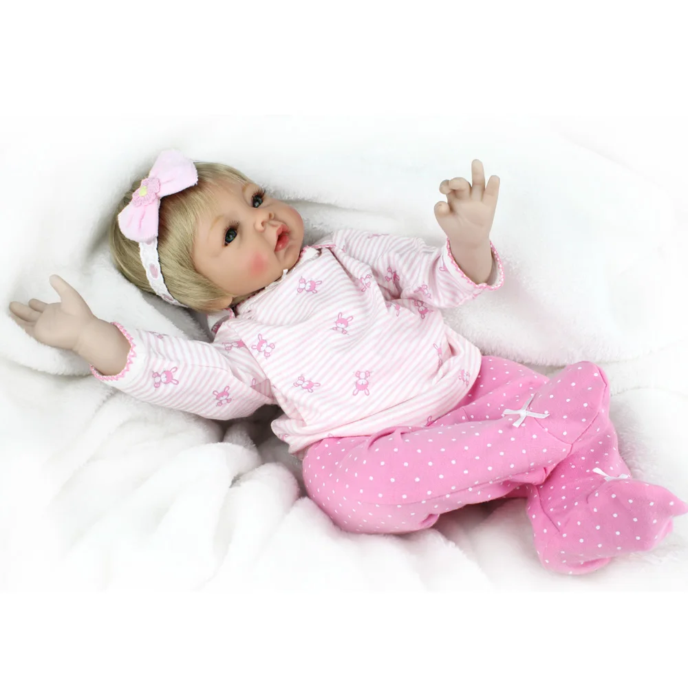 NPKDOLL новые игрушки Silcone Reborn Baby Doll 22 дюймов модная BeBe Кукла Девушка золотые волосы реалистичные детские подарки на день рождения игрушки