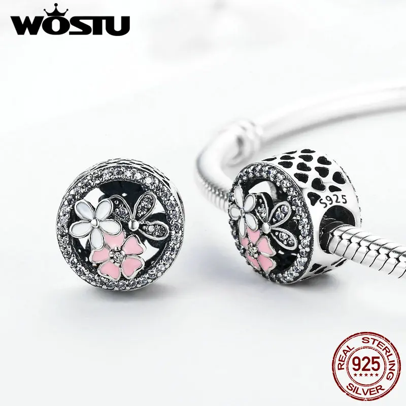 WOSTU высокое качество 925 пробы Серебряный сверкающий поэтический цветет Бусины Подходят wst браслет ювелирные изделия подарок CRC115