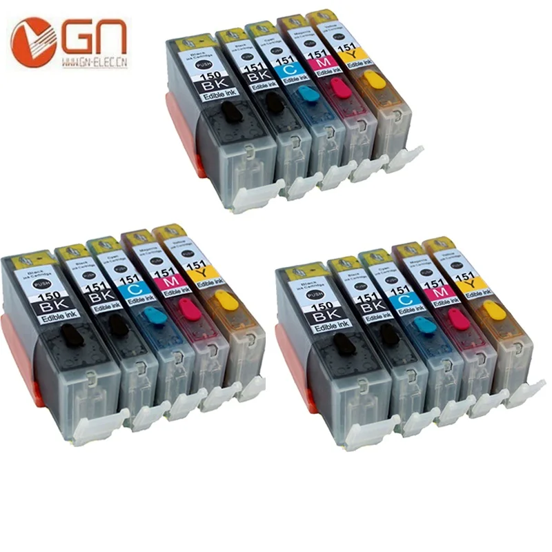 GN PGI 150 картридж со съедобными чернилами для принтера Canon PIXMA MG5410 MG5510 MG5610 MG6410 MG6610 IP7210 MX721 IX6810 Опи 150XL CLI 151 принтер - Цвет: 3 sets