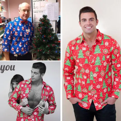 2017 Рождественская Мужская рубашка с рождественским принтом рождественской елки