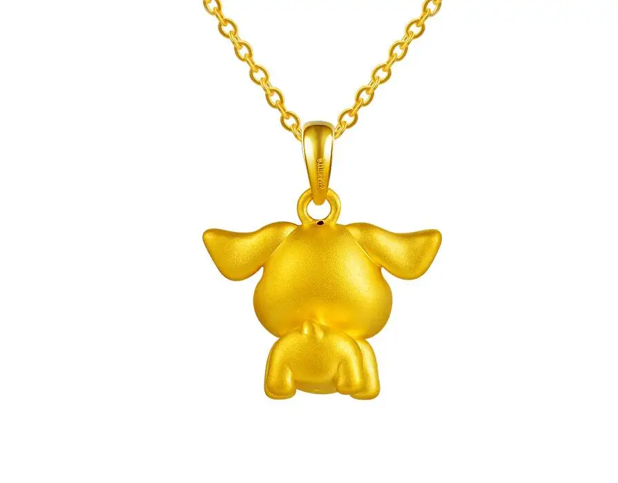 New 999 Pure 24K Yellow Gold Pendant 3D Zodiac Big Ears Dog 2.65g | Украшения и аксессуары