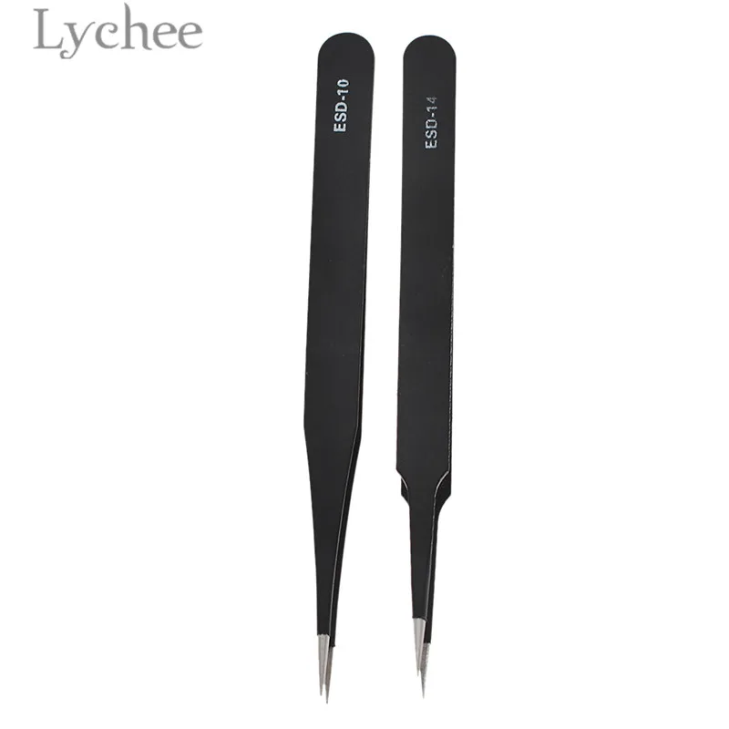

Lychee Life 2pcs Diamond Painting Stainless Steel Tweezers High Quality Diamond Painting Tools DIY Crafts Accessory