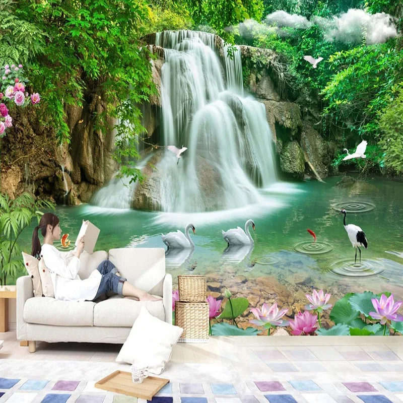 Пользовательские фото обои 3D водопады природа пейзаж фрески гостиная ТВ диван