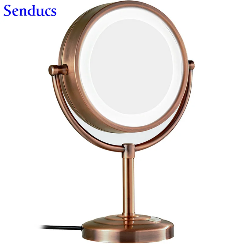 

Senducs Led Bathroom Mirrors Red Antique Bath Mirror With Deck Round Bathroom Led Mirrors 3x 5x Magnifying Bath Mirrors