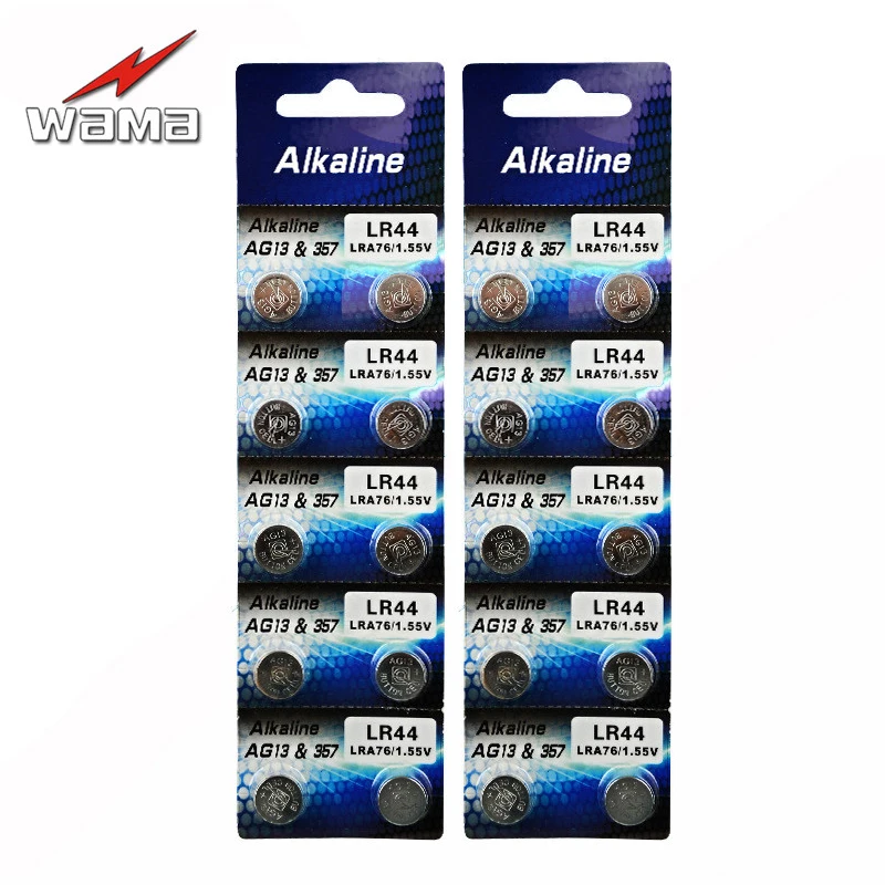 20x зава AG13 Щелочная монетная батареи 357A LR44 LRA76 L1154 1,5 V кнопочный элемент Батарея для цветной ночной Светильник сигнализации