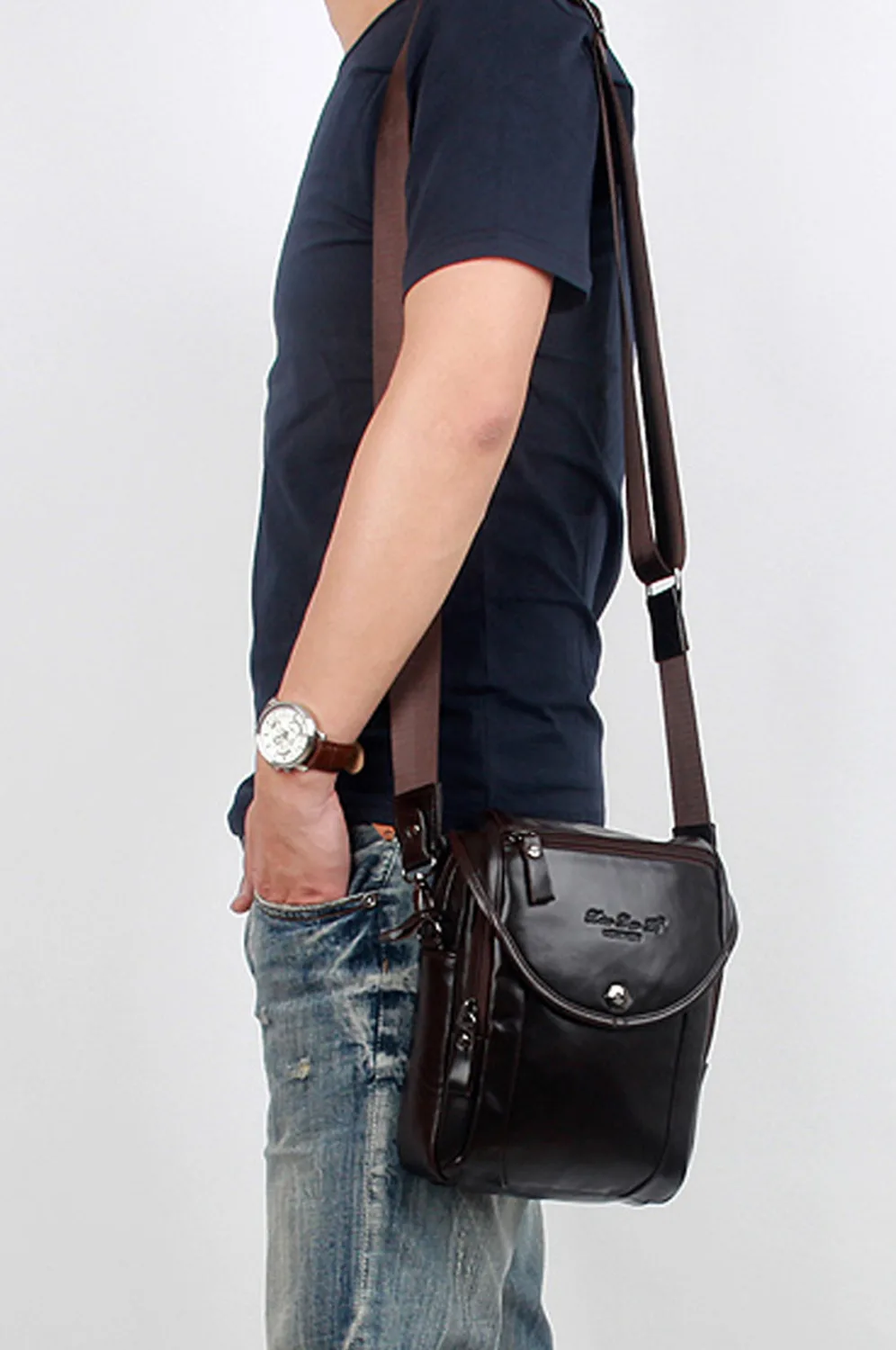 

Top Quality Trend Men Genuine Leather First Layer Cowhide Pack Messenger Shoulder Cross Body Famous Brand Briefcase Business Bag