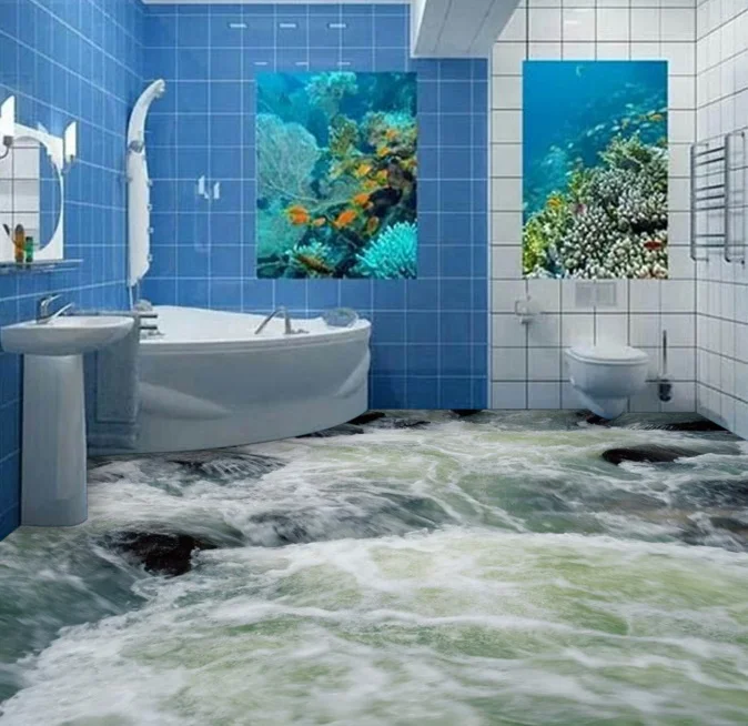 [Самоклеящийся] 3D серый речной воды 2 Non-slip Водонепроницаемый фото самоклеящиеся