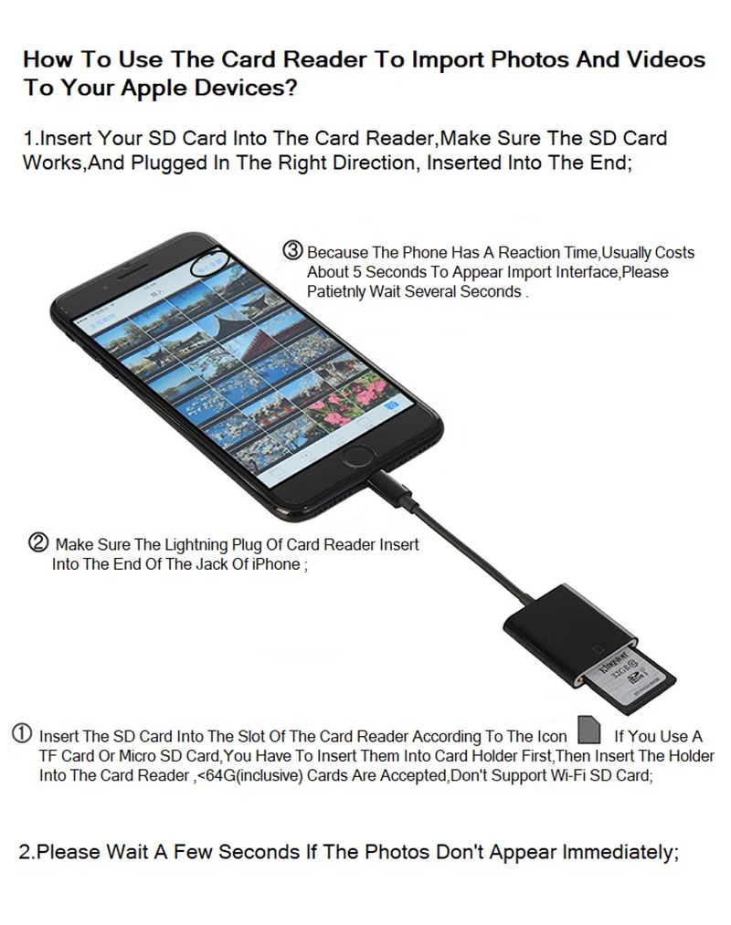 IOS 12 OTG телефон Micro SD карта адаптер Комплект подключения разветвитель подключения SLR высокоскоростной 3,0 фото памяти для iphone 7 8 x ipad