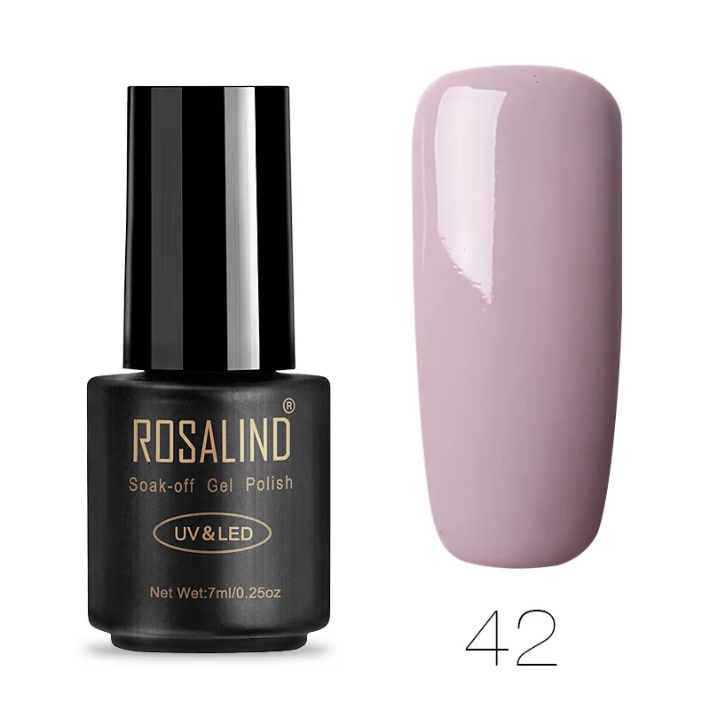 ROSALIND 7 мл УФ-гель для ногтей, грунтовка для ногтей, дизайн ногтей, замачивание, гибридный Белый гель для наращивания ногтей, Гель-лак, чистый цвет - Цвет: 42